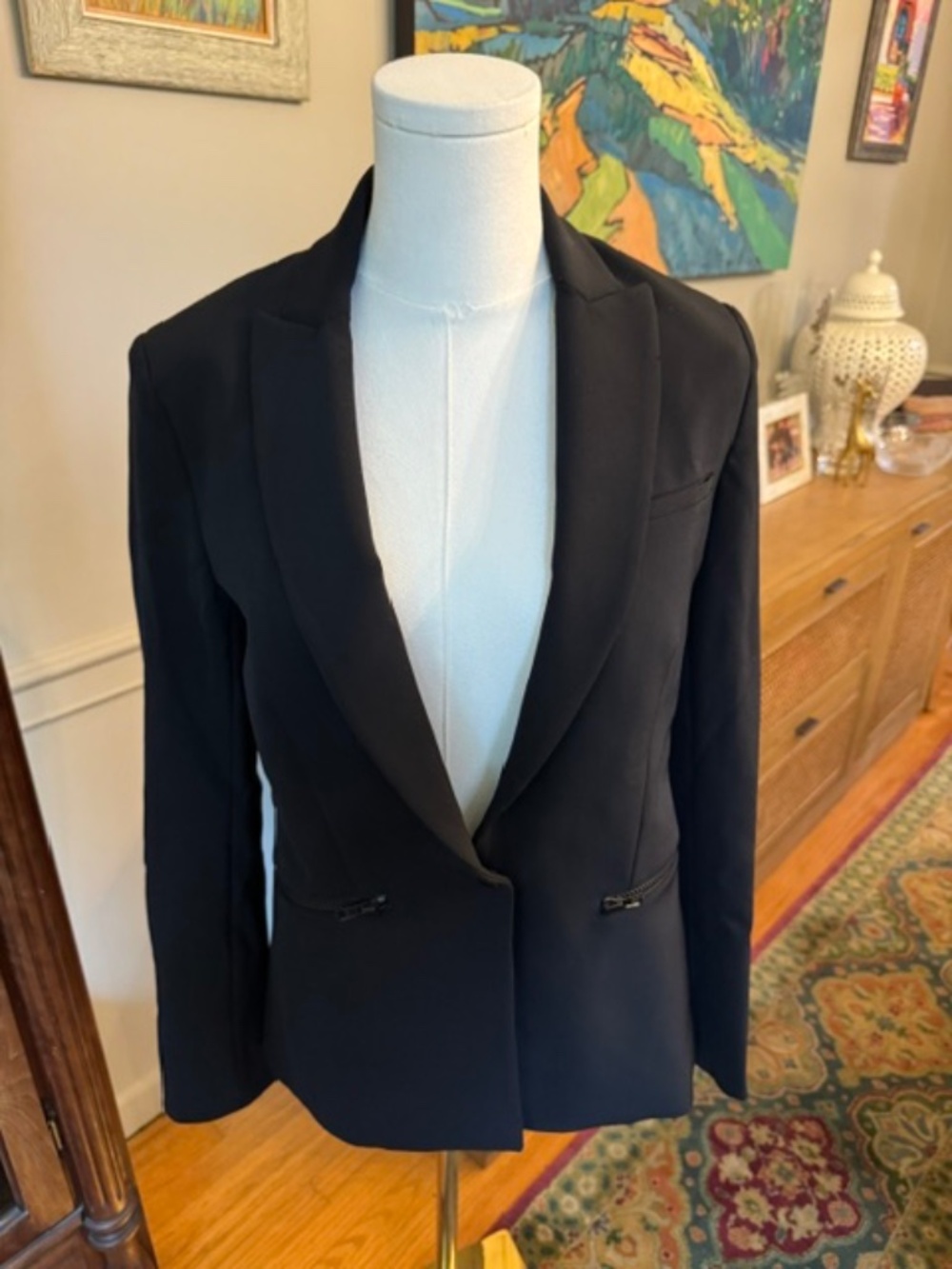 Veronica Beard Black Tailored Blazer Jacket Size 4 Made in USA